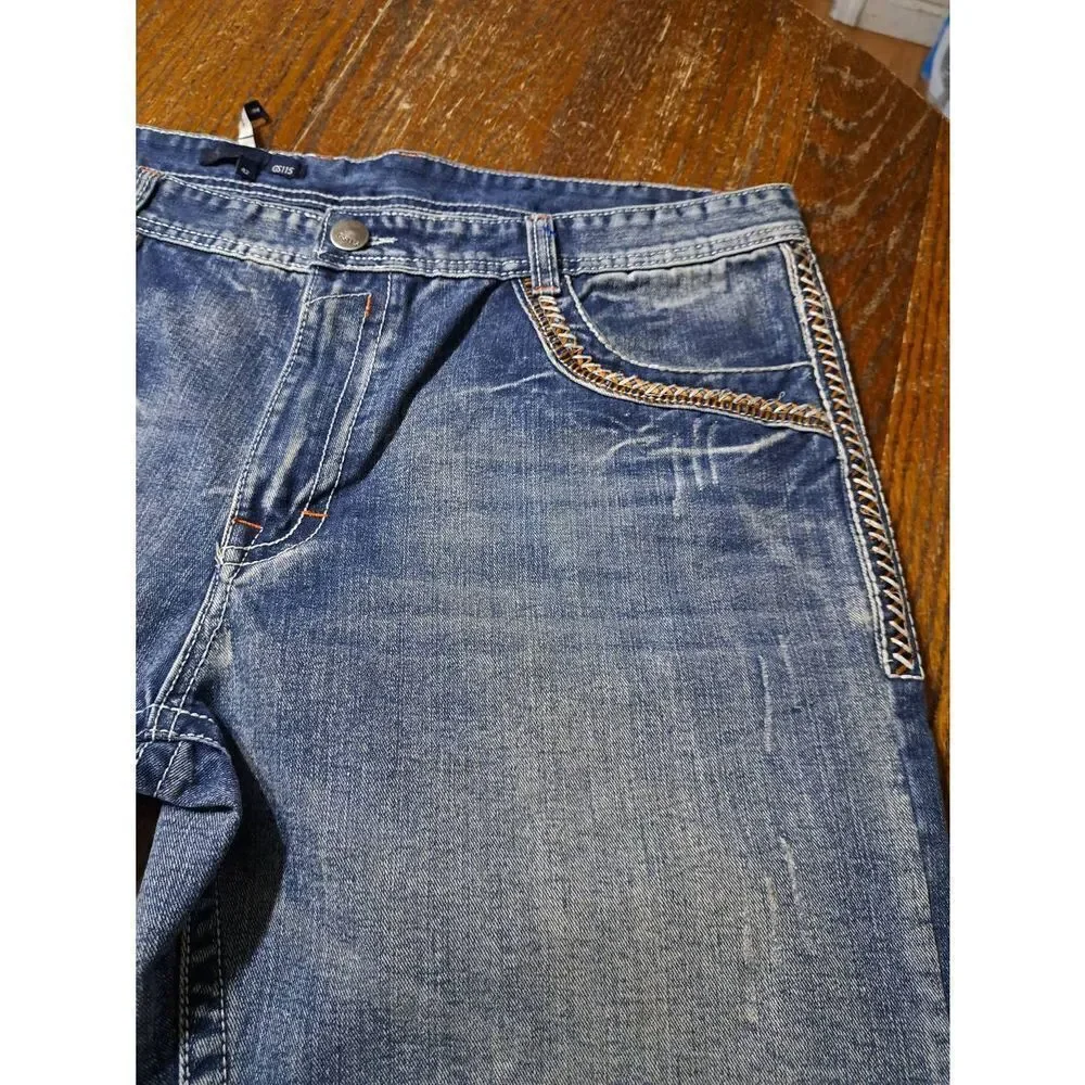 Waist 42 GS115 Distressed Denim Blue Jean Shorts Streetwear Cotton Shorts